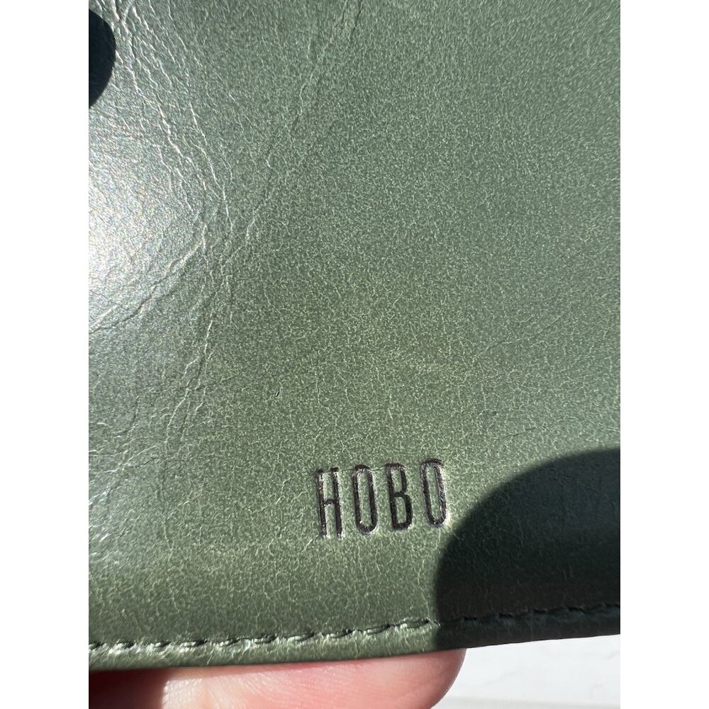 HOBO Olive Green Leather Card Wallet with Floral ID Window - Picture 3 of 7